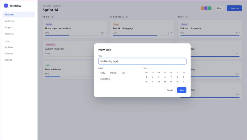 Raw recording of a web app, the full screen without zoom: the form is small and hard to read